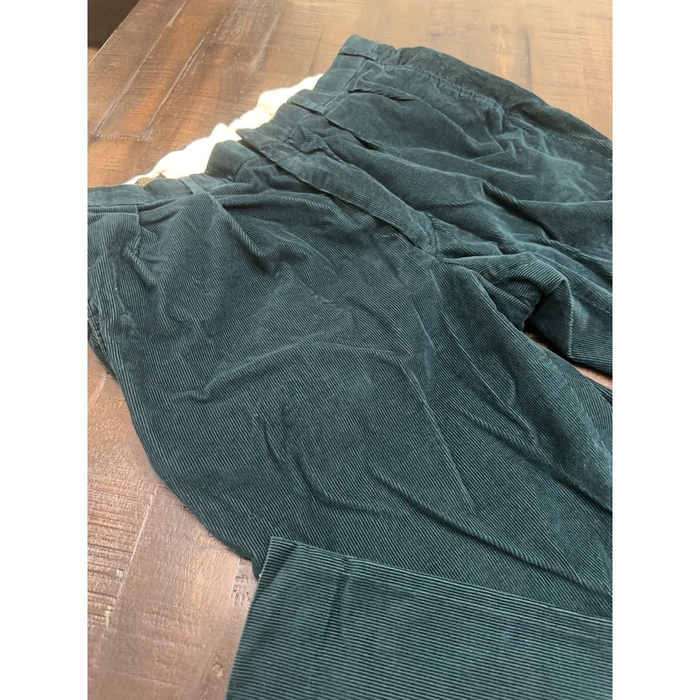 Ben Silver Pants Mens 36x30 Green Corduroy Pleated Dress Straight Leg Lined USA